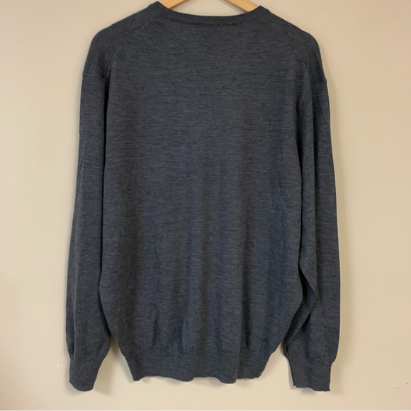 JOS A BANK Merino Wool Sweater Mens XL Signature Collection V Neck Gray Pullover - Picture 4 of 13